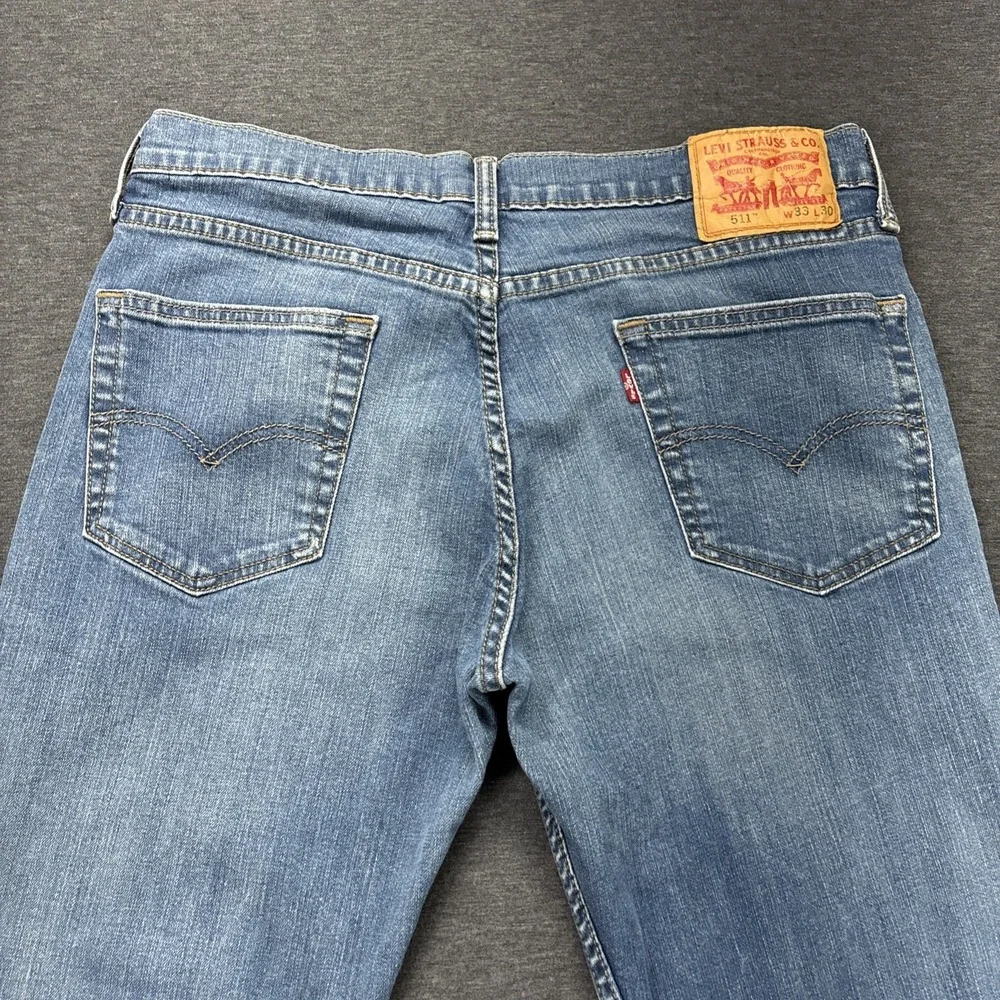 Levi's 511 Jeans Mens FIT-33x29 TAG- 33x30 Slim Fit Blue Denim Straight Cowboy